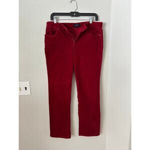 Women's Petites 12P Talbots Stretch Corduroy Straight Leg Pants Red 99% Cotton